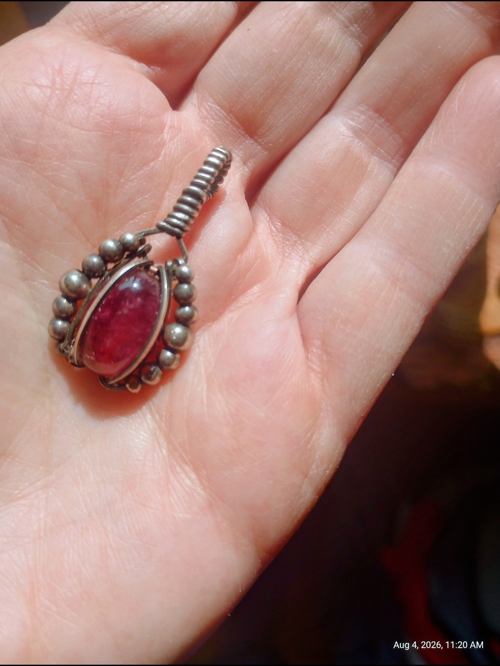 Sterling Silver Pink Tourmaline Teardrop Pendant